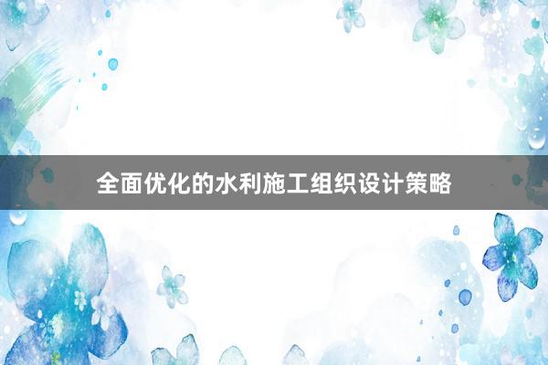 全面优化的水利施工组织设计策略